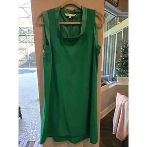 Trina Turk Women's Green Shift Dress Size S Sleeveless Scoop Neck